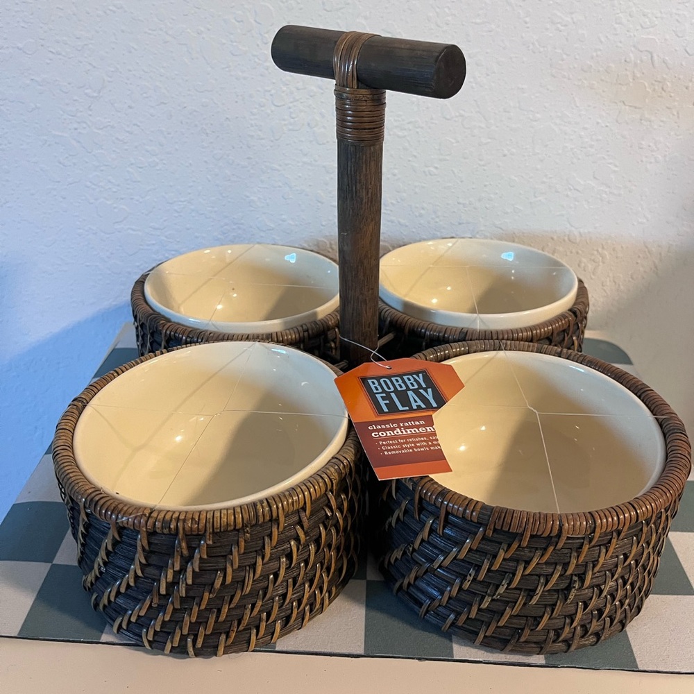 Bobby Flay Classic Rattan Condiment Caddy